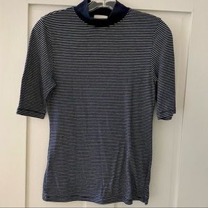 Navy and white mock turtleneck